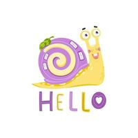 Cute snail on white background. Hand drawn illustration. Drawing for children. Ideal for clothes print,greeting cards. vector