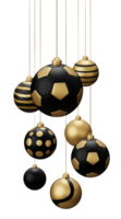 Golden Black Football Hanging Christmas Balls png