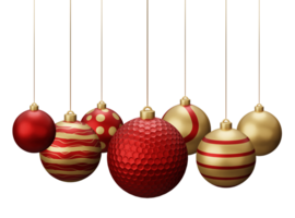 Red and Gold Golf Hanging Christmas Balls png