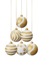 Golden Hanging Christmas Balls png