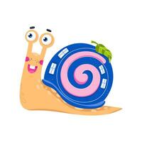 Cute snail on white background. Hand drawn illustration. Drawing for children. vector