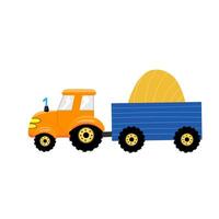 Illustration with tractor on white background. Kids cars for design of children's rooms, clothing, textiles. Vector