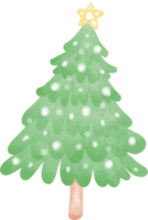 Cute Green Christmas Pine Tree Cartoon , Watercolor Festive Illustration png