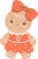 Cute Gingerbread Girl Cartoon Christmas Character Graphic Illustration png