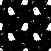 Cute ghosts with moon and stars vector