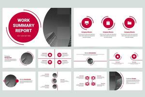 Red modern business work report slide presentation template vector