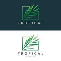 Palm Leaf Logo, Green Plant Design Vector Illustration Template