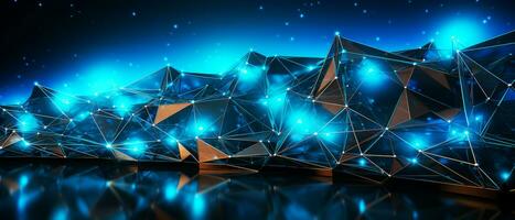 Abstract technology background. Network connection structure with glowing particles. AI Generated. photo