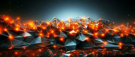 Abstract technology background. Network connection structure with glowing particles. AI Generated. photo