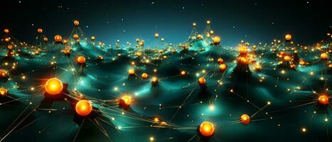 Abstract technology background. Network connection structure with glowing particles. AI Generated. photo