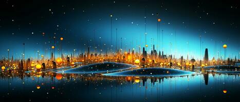 Abstract technology digital hi-tech city concept background. AI Generated. photo