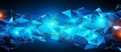 Abstract technology background. Network connection structure with glowing particles. AI Generated. photo