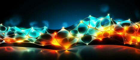 Abstract technology background. Network connection structure with glowing particles. AI Generated. photo
