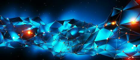 Abstract technology background. Network connection structure with glowing particles. AI Generated. photo