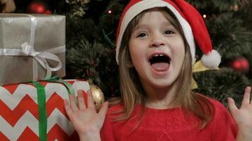 pequeno menina expressa excitação do Natal video