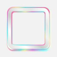 Holographic square frame geometric abstract tech background vector