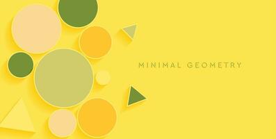 Minimal pastel background with geometric circles and triangles vector