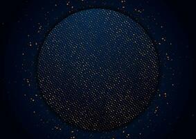 Dark blue circles with golden dots abstract background vector