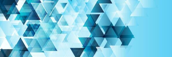 Blue glossy triangles abstract technology background vector