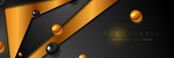 Golden and black abstract tech background vector