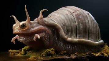 AI generative Realistic Alien snail like creature xenomorph close up photo