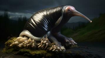 AI generative Realistic Alien snail like creature xenomorph close up photo