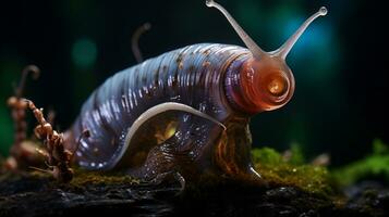 AI generative Realistic Alien snail like creature xenomorph close up photo