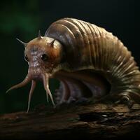 AI generative Realistic Alien snail like creature xenomorph close up photo