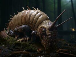 AI generative Realistic Alien snail like creature xenomorph close up photo