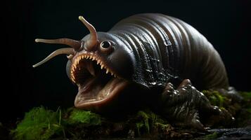 AI generative Realistic Alien snail like creature xenomorph close up photo