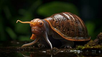 ai generative realistic alien snail like xenomorph hybrid creature close up photo