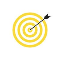 Yellow bullseye dart target icon. Dart target goal marketing sign. Arrow dart logo vector. Winner dart sign. vector