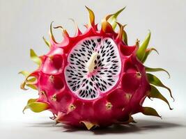 Red dragon fruit white background Generative Ai photo