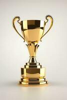 3d trophy golden color white background Generative Ai photo