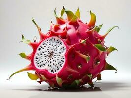 Red dragon fruit white background Generative Ai photo