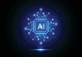 Artificial intelligence chipset on circuit board in futuristic concept technology artwork for web, banner, card, cover. Vector illustration