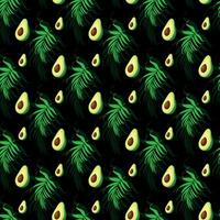 Avocado with leaf Seamless Pattern Design vector