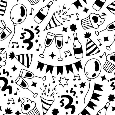 Party doodle seamless pattern