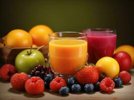 gratis foto Fruta y jugo generativo ai