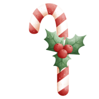 Watercolor Christmas Candy Cane Illustration png