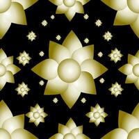 Seamless pattern of golden flowers on black background for background and texture concept vector