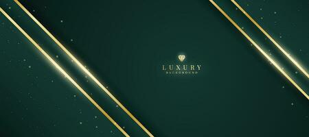 Luxurious dark green background with sparkling gold lines design. vector