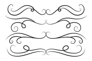 Vintage Filigree Swirls, calligraphy decorative scroll, Fancy Line Flourishes Swirls Elements, vintage curly thin line Text Ornaments, curls text divider flourish Swirl, calligraphic curl lines vector