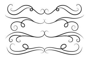 Vintage Filigree Swirls, calligraphy decorative scroll, Fancy Line Flourishes Swirls Elements, vintage curly thin line Text Ornaments, curls text divider flourish Swirl, calligraphic curl lines vector