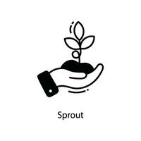 Sprout doodle Icon Design illustration. Agriculture Symbol on White background EPS 10 File vector