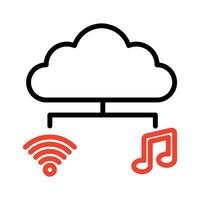 Music cloud streaming icon, simple online music illustration isolated on white background. vector