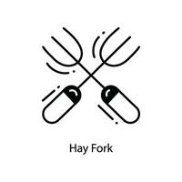 Hay Fork doodle Icon Design illustration. Agriculture Symbol on White background EPS 10 File vector