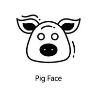 Pig Face doodle Icon Design illustration. Agriculture Symbol on White background EPS 10 File vector