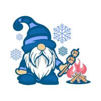 Set of cute winter gnomes vector illustration.