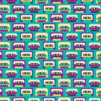 Background Design. Pop Art Cassette Pattern. 90s Vector Flat Style Illustration